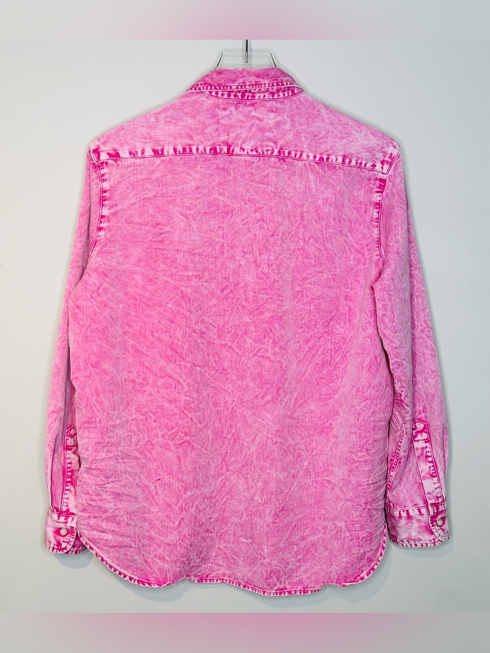 Frank & Eileen Pink Mineral Acid Wash Button Down Shirt Top - Picture 4 of 16